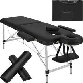 Massage table with 2 zones - Includes bolsters, carry bag and detachable head and arm pads - black