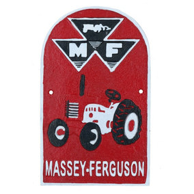 Massey Ferguson Tractor Cast Iron Sign Plaque Farm Wall Garage Shop Plough