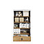 Massi Kid-Friendly Bookcase in Natural Hickory & Alpine White - 1410mm x 850mm x 410mm with Drawer & Shelves