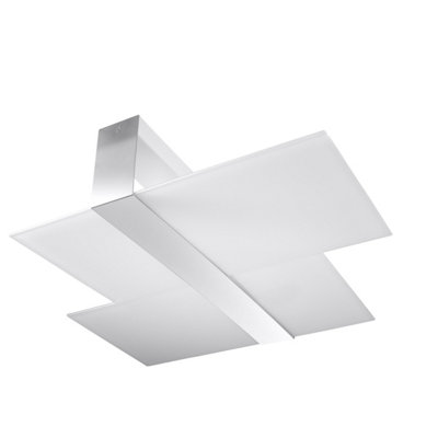Massimo Glass & Steel Grey 2 Light Classic Ceiling Light
