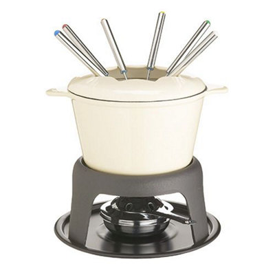 Master Class Cast Iron Enamelled Beige Fondue Set