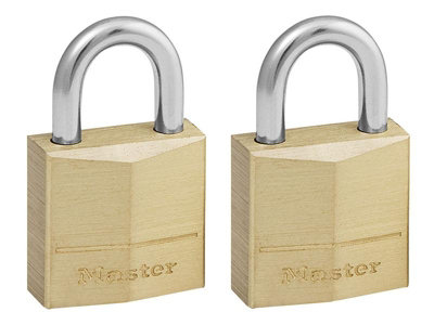 Master Lock 120EURT Solid Brass 20mm Padlock 3-Pin - Keyed Alike x 2 MLK120T
