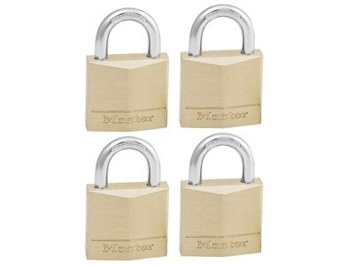 Master Lock 130EURQNOP Solid Brass 30mm Padlock 4-Pin - Keyed Alike x 4 MLK130Q