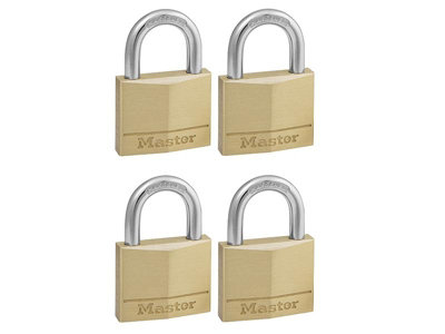 Master Lock 140EURQNOP Solid Brass 40mm Padlock 4-Pin - Keyed Alike x 4 MLK140Q