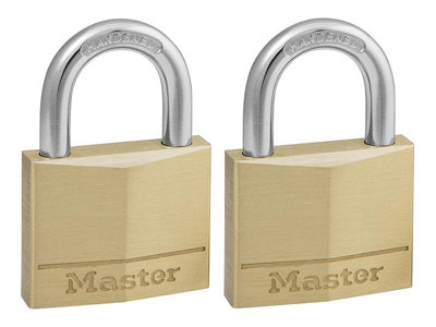 Master Lock 140EURT Solid Brass 40mm Padlock 4-Pin - Keyed Alike x 2 MLK140T