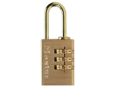 Master Lock 620EURD Brass Finish 20mm 3-Digit Combination Padlock MLK620
