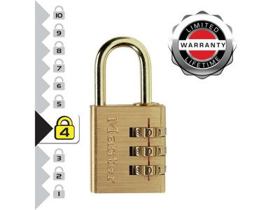 Master Lock 630EURD Brass Finish 30mm 3-Digit Combination Padlock MLK630