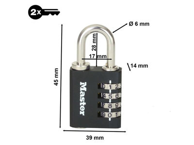 Master Lock 7641EURDBLK Set-Your-Own Combination Padlock 40mm MLK7641BLK