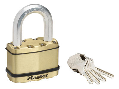 Master Lock Excell Brass Finish 64mm Padlock with 5-Pin and 38mm Shackle for Ultimate Security