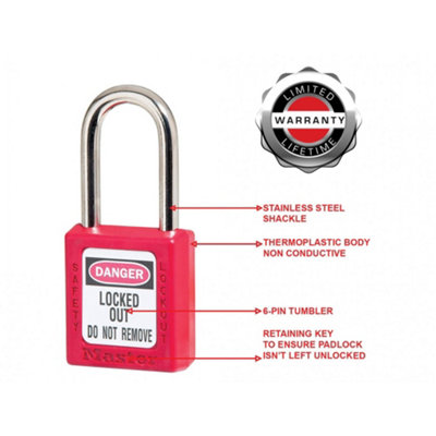 Master Lock Non-conductive Lockout Padlock Multi Colour (Lockout ...