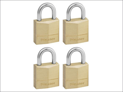 Master Lock - Solid Brass 20mm Padlock 3-Pin - Keyed Alike x 4