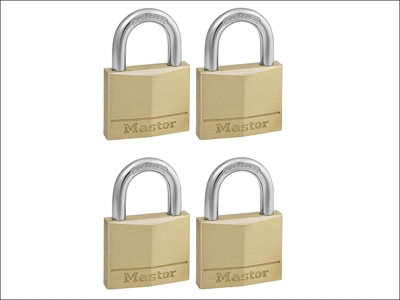 Master Lock - Solid Brass 40mm Padlock 4-Pin - Keyed Alike X 4 | DIY At B&Q