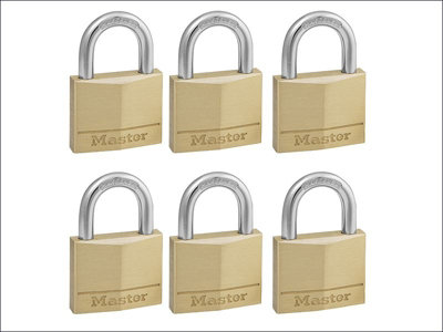 Master Lock - Solid Brass 40mm Padlock 4-Pin - Keyed Alike x 6