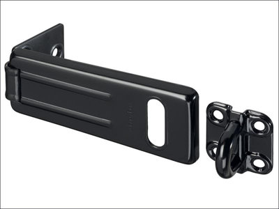 Master Lock Wrought Steel Hasp Matt Black 115mm DIY at B&Q