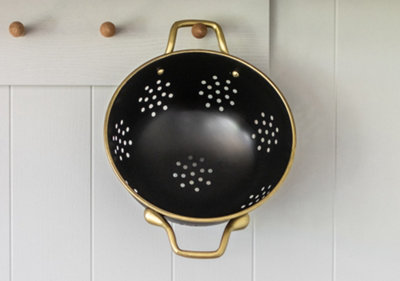 MasterClass 24cm Stainless Steel Matt Black and Brass Colander