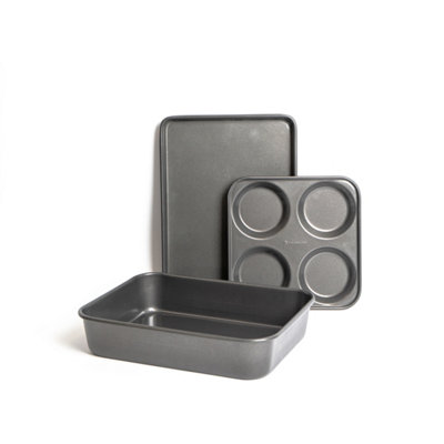 MasterClass 3 Piece Bakeware Set, Including Baking Tray, Roasting Pan