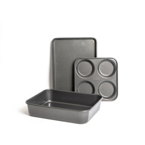 MasterClass 3 Piece Bakeware Set, Including Baking Tray, Roasting Pan and Yorkshire Pudding Pan