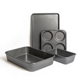 MasterClass 4 Piece Bakeware Set, Includes Roasting Pan, Baking Tray, Loaf Tin and Yorkshire Pudding Pan