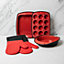MasterClass 4 Piece Silicone Bakeware Set, Including Square Bake Pan, Loaf Pan, Twelve Hole Pan and Double Oven Glove
