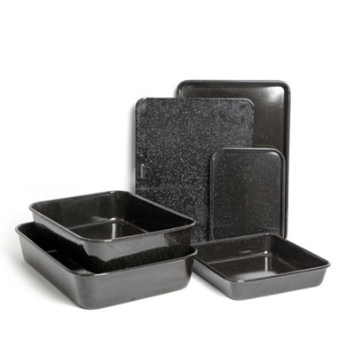 MasterClass 6 pc Vitreous Enamel Bundle of Roasting Pans and Baking