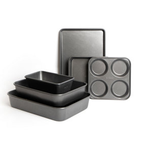 MasterClass 6 Piece Bakeware Set, Including Roasting Pans, Baking Trays, Loaf Tin and Yorkshire Pudding Pan