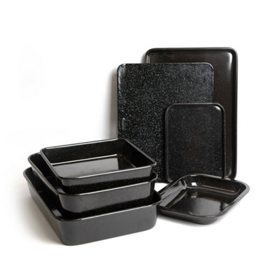 MasterClass 7 Piece Vitreous Enamel Bundle of Roasting Pans and Baking