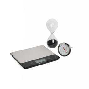 MasterClass Bundle of Electronic Scales, Meat Thermometer and Glass Sand Timer
