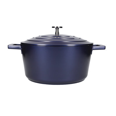 MasterClass Cast Aluminium 24cm Casserole Dish,  Metallic Blue