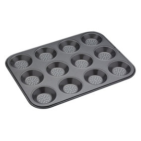 MasterClass Crusty Bake Non-Stick 12 Hole Shallow Baking Pan