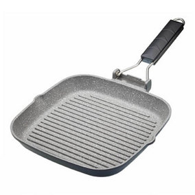 MasterClass Non-Stick Griddle Pan with Folding Handle, 24 cm
