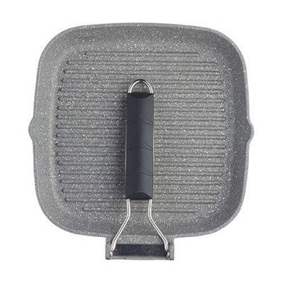 MasterClass Non-Stick Griddle Pan with Folding Handle, 24 cm