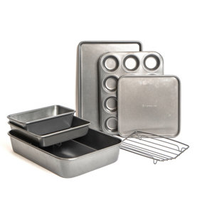 MasterClass Non-Stick Roasting Set with Roasting Pan, Baking Pan, Bake Pan Square, Loaf Pan, Square Baking Tray, Roasting Rack