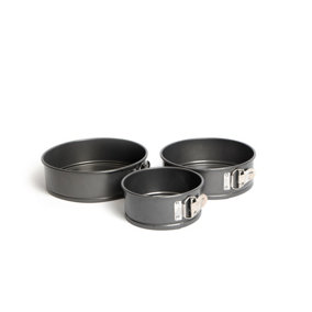 MasterClass Non-Stick Spring Form Loose Base Cake Pan Bundle, Includes 3 Round Tins, sizes 15cm, 20cm and 23cm