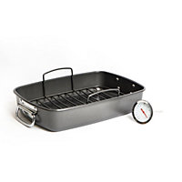 MasterClass Roasting Pan with Rack and Large Meat Thermometer