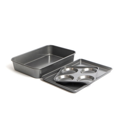 MasterClass Set of NonStick Large Roasting Pan, 39x28x7cm, Baking Tray