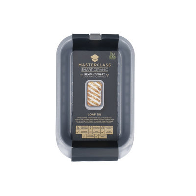 MasterClass Smart Ceramic 2lb Loaf Tin with Robust Non-Stick Coating, Carbon Steel, Grey, 23 x 15cm