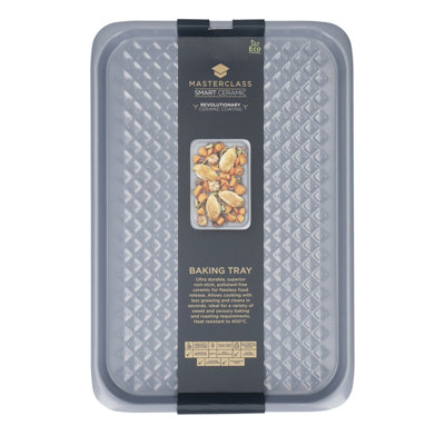 MasterClass Smart Ceramic Baking Tray with Robust Non-Stick Coating, Carbon Steel, Grey, 40 x 27cm