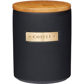 MasterClass Stoneware and Brass Effect Coffee Canister with Airtight Bamboo Lid