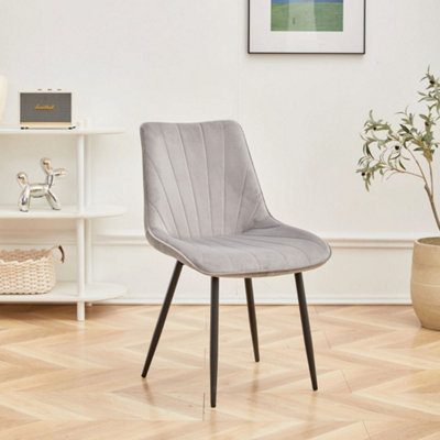 Masterplank Charlton Dining chair - Light grey Velvet fabric