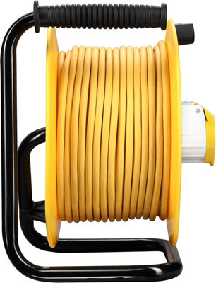 Masterplug 110V Site Power Cable Reel 25m Yellow 2 Socket Extension ...