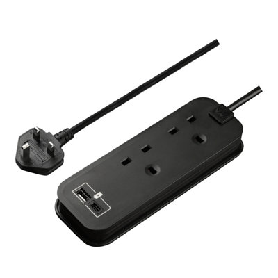 Masterplug 2 Socket Travel Extension Lead & Case, UK, Fast USB-AC 20W