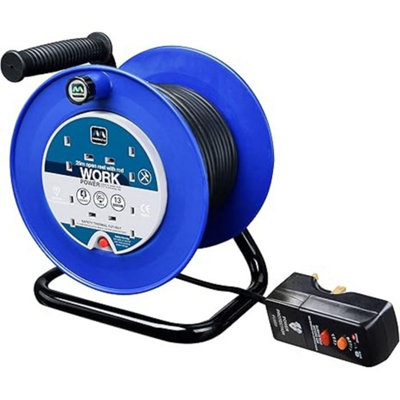 Masterplug 4 Socket Open Medium Cable Reel with RCD Plug  - 25 Metre Cable