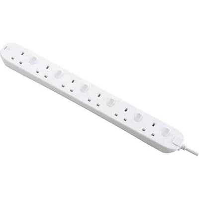 Masterplug 6 Socket Extension Lead - 2 Metre Cable - Individual On-Off Switches - SWC6210N