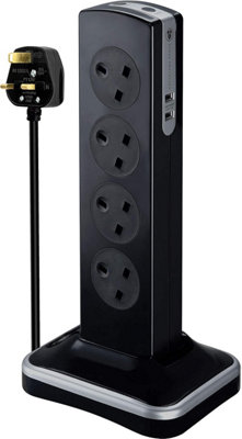 Masterplug 8 Socket Surge Protected Power Centre Extension Lead 2 Metre ...