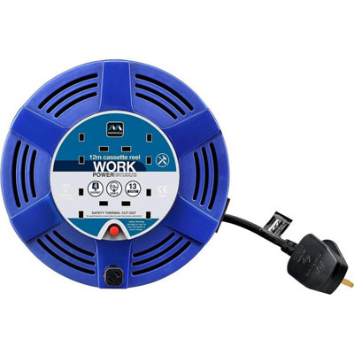 Masterplug Extension Reel (UK Plug) Blue/Black (12m)