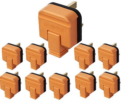 Masterplug HDPT13O Orange 13 Amp Rewireable Heavy Duty Plug Tops - Box of 10