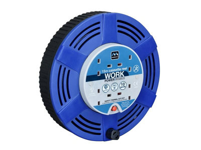 Masterplug LCT1510/4BL Cassette Cable Reel 240V 10A 4-Socket Thermal Cut-Out Blue 15m MSTLCT15104R