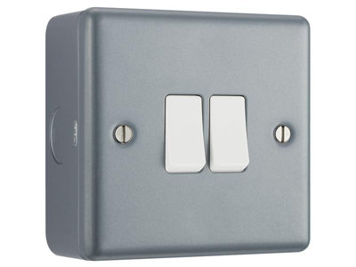 Masterplug MC542-01 Metal Clad 2-Gang 2-Way Light Switch MSTMC542