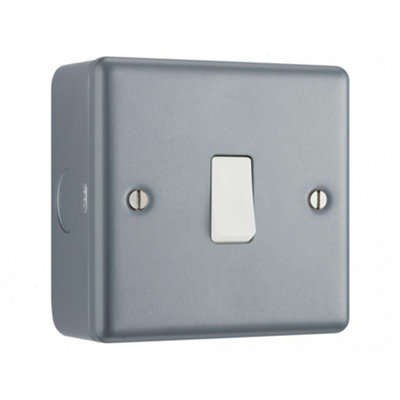 Masterplug Metal Clad Light Switch (UK Plug) Multi Colour (1-Gang)
