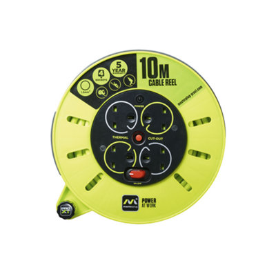 Masterplug Pro XT 4 Socket 13A Cassette Cable Reel 10m 240V